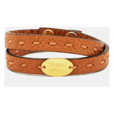 Fendi Selleria Leather Gold Tone Bracelet