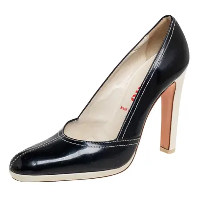 Miu Miu Black Patent Leather Round-Toe Pumps Size 37.5