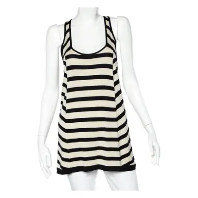 Diane Von Furstenberg Beige & Black Striped Knit Racer Back Tank Top