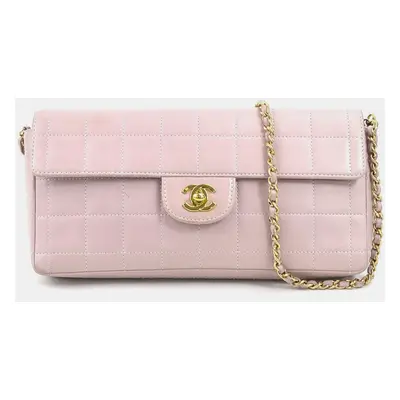 Chanel Light Pink Leather Chocolate Bar Shoulder Bag