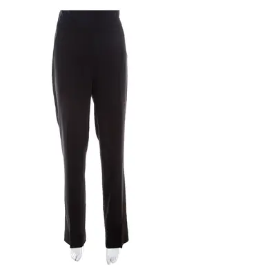 Escada Black Wool Crepe High Waist Tovah Trousers