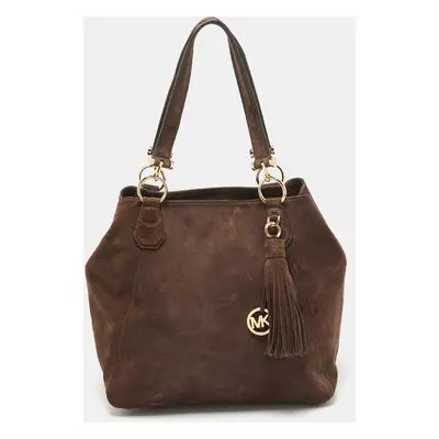 MICHAEL Michael Kors Brown Suede and Leather Shopper Tote