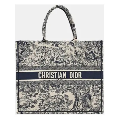 Christian Dior Blue Canvas Book Tote Bag