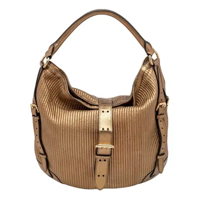 Burberry Gold Quilted Leather Hobo