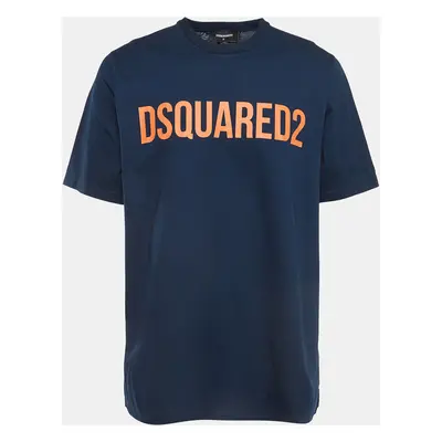 Dsquared2 Navy Blue Logo Printed Cotton T-Shirt