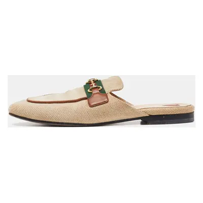 Gucci Beige Canvas Princetown Horsebit Mules Size