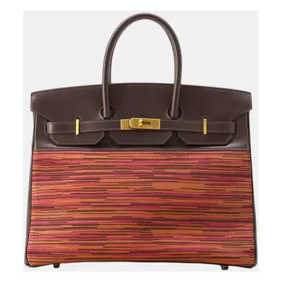 Hermes Vibrato Ebene Box Calf Leather Vibrato Birkin bag Size