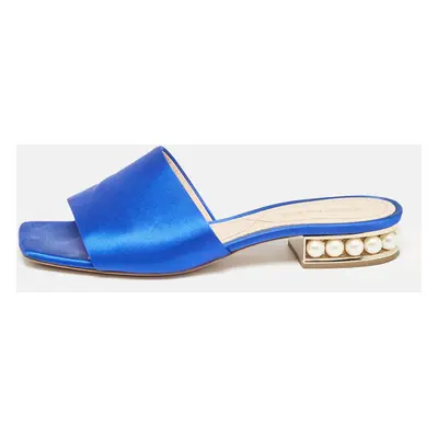 Nicholas Kirkwood Blue Satin Crystal Embellished Slides Size