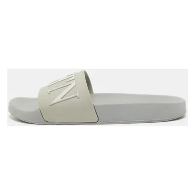 Valentino Grey Rubber VLTN Flat Slides Size