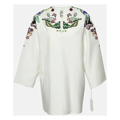 Valentino White World Arazzo Embroidered Cotton Kaftan Dress