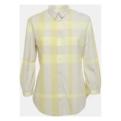 Burberry Brit Yellow Checked Cotton Three-Quarter Sleeve Shirt