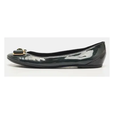 Louis Vuitton Dark Green Patent Leather Ballet Flats Size 38.5