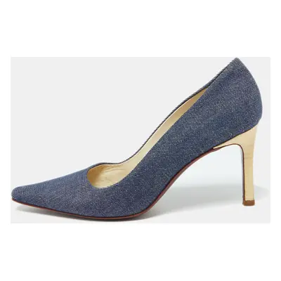 Burberry Blue Denim Fabric Pointed Toe Pumps Size