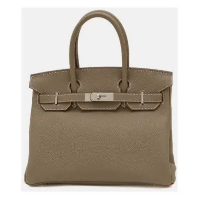 Hermes Etoupe Togo Birkin Handbag