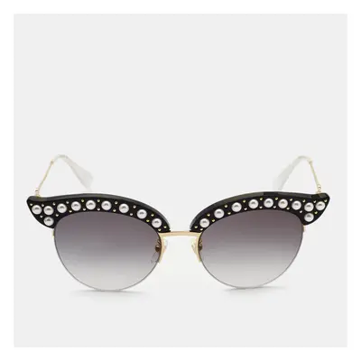 Gucci Black Gradient GG0212S Pearl Studded Cat Eye Sunglasses