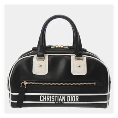 Dior Black/White Leather Vibe Small Handbag