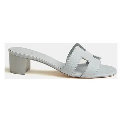 Hermes Bleu Glacier Epsom Leather High Heel Oasis Sandals Size