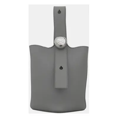 Loewe Grey Mini Pebble Leather Bucket Crossbody Bag