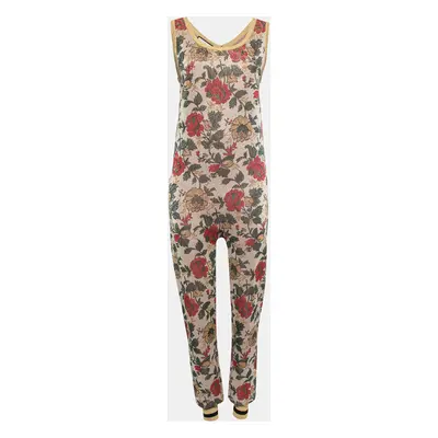 Gucci Gold Multicolor Floral Lurex Knit Jumpsuit