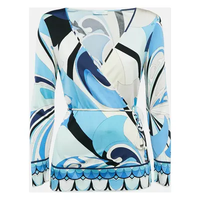 Emilio Pucci Multicolor/Blue Printed Silk Jersey Top