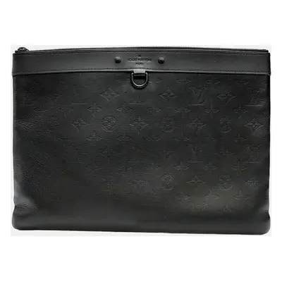 Louis Vuitton Black Monogram Shadow Leather Discovery Pochette Clutch Bag