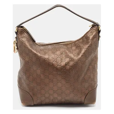 Gucci Dark Brown Guccissima Leather Heart Bit Charm Hobo