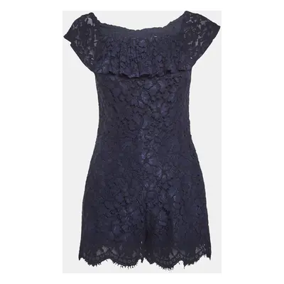 Sandro Navy Blue Lace Mini Scallop Hem Jumpsuit