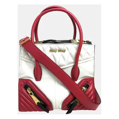 Miu Miu White Red Biker Bag