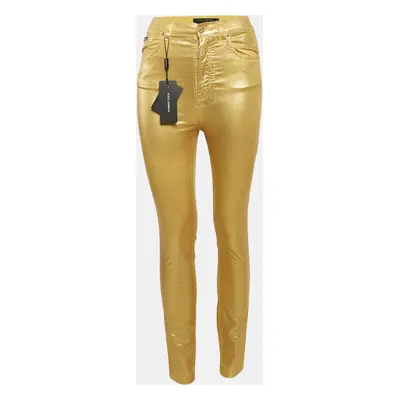 Dolce & Gabbana Metallic Gold Coated Cotton Grace Skinny Pants