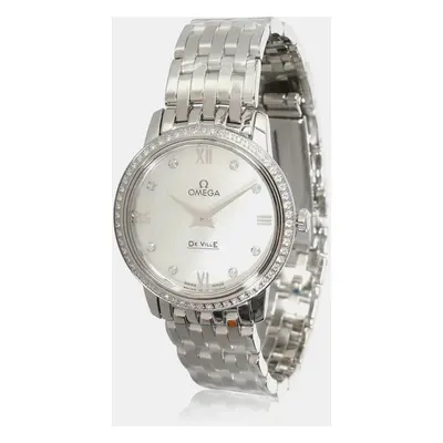 Omega White Diamond Stainless Steel De Ville Prestige 424.15.27.60.55.001 Quartz Women's Wristwa