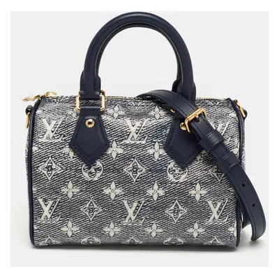 Louis Vuitton Blue Monogram Canvas Speedy Bandouliere Bag