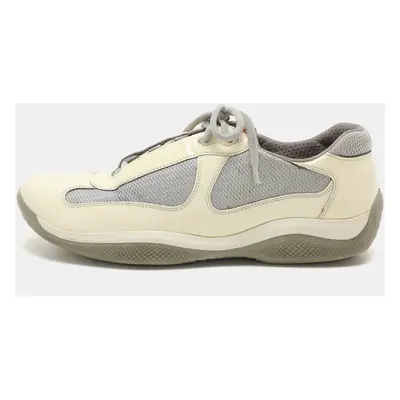 Prada Sport White/Grey Leather And Mesh America's Cup Low Top Trainer Sneakers Size