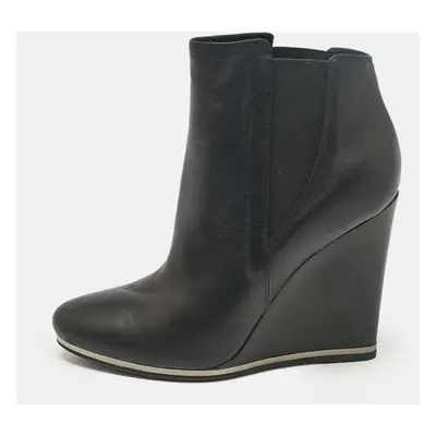 Le Silla Black Leather Ankle Length Boots Size