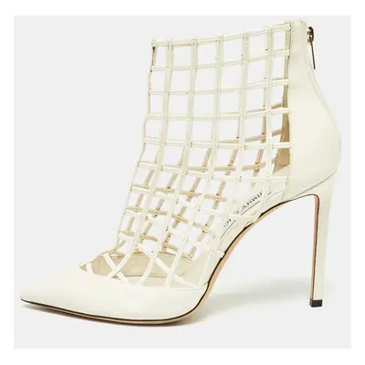 Jimmy Choo White Leather Sheldon Cage Pumps Size