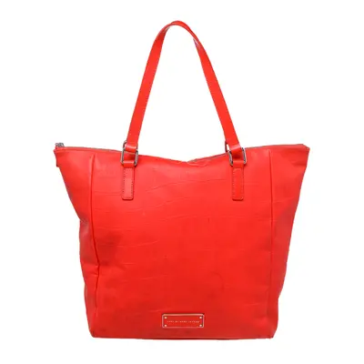 Marc by Marc Jacobs Bright Orange Croc Embossed PVC And Leather Tote