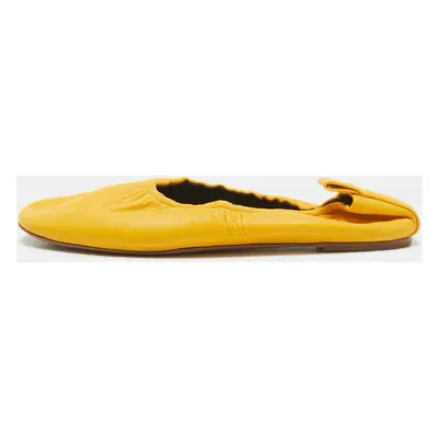 Celine Yellow Leather Scrunch Ballet Flats Size