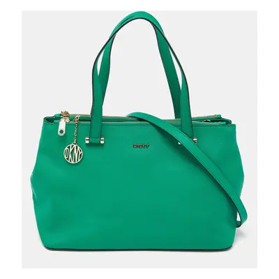 DKNY Green Leather Bryant Park Double Zip Tote