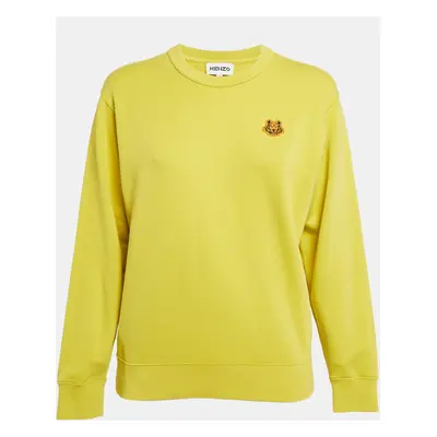 Kenzo Yellow Tiger Applique Cotton Knit Sweatshirt