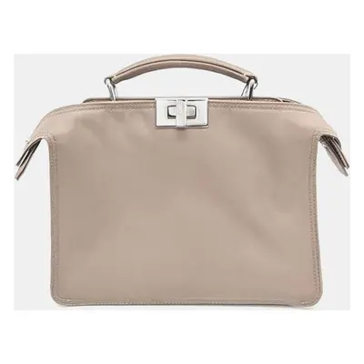 Fendi Beige Leather Mini Peekaboo ISeeU Satchel Bag