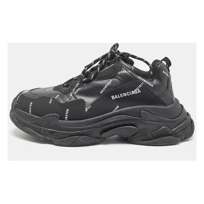 Balenciaga Black Leather Triple Sneakers Size