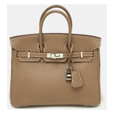 Hermes Etoupe Togo Leather Palladium Finish Birkin Bag