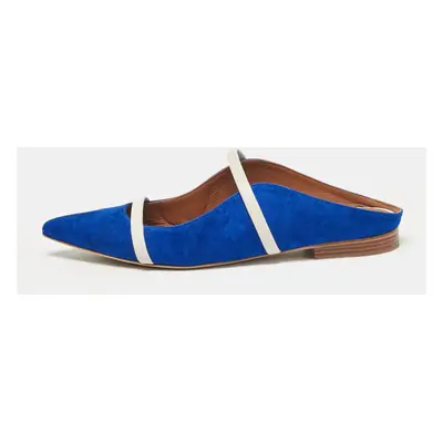 Malone Souliers Blue Leather and Suede Maureen Flats Size