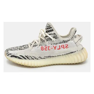 Yeezy x Adidas White/Black Knit Fabric Boost V2 'Zebra' Low Top Sneakers Size 2/3