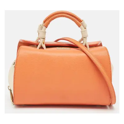 Furla Orange/Light Beige Leather Mini Venus Satchel