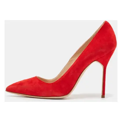 Manolo Blahnik Red Suede BB Pumps Size 36.5