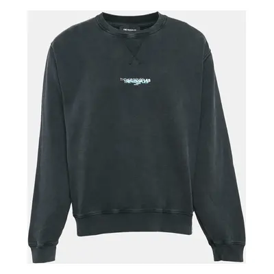 The Kooples Grey Logo Print Faded Cotton Knit Sweatshirt