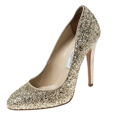 Jimmy Choo Metallic Gold Glitter Victoria Pumps Size 38.5