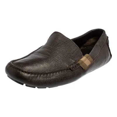 Gucci Dark Brown Leather Slip On Loafers Size 43.5