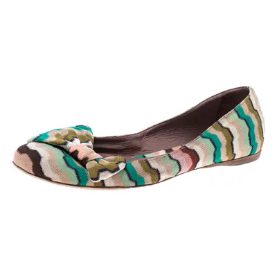 Missoni Multicolor Knitted Fabric Bow Ballet Flats Size