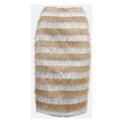 Max Mara Metallic Lurex Sateen Tiered Midi Skirt